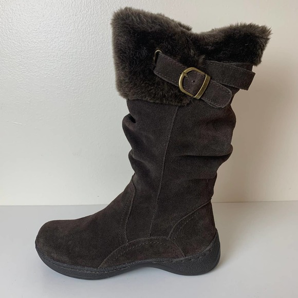 Naturalizer Womens Faux Fur Lined Side Zip Brown Suede Boots Size 7.5 - Picture 3 of 12